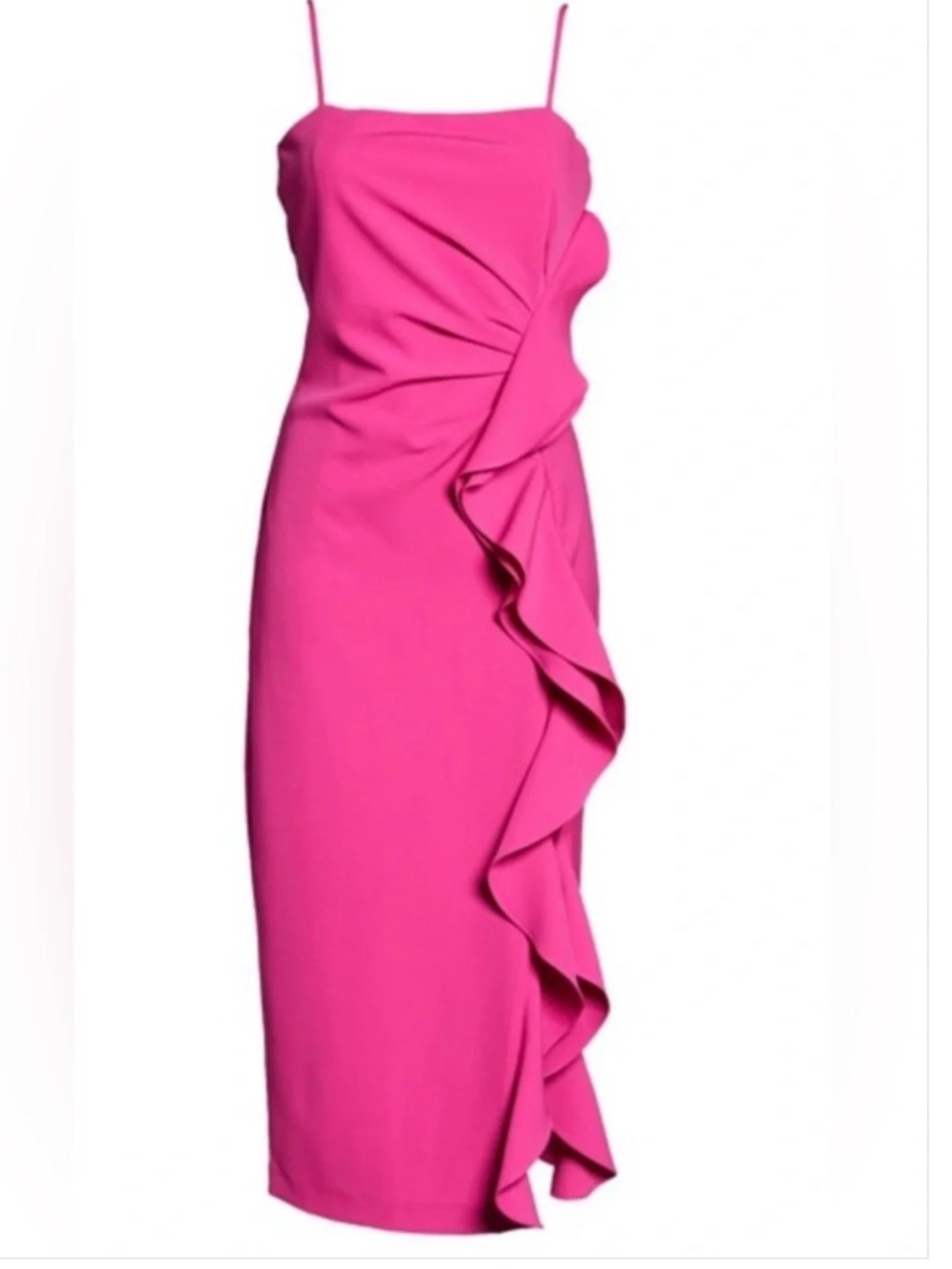 Bardot Anthropologie Pink Ruffle Midi Dress
